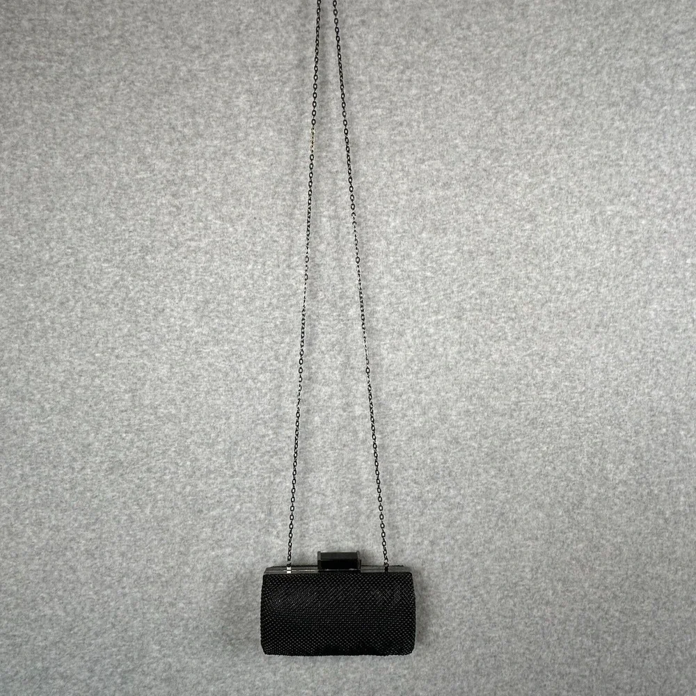 Fully‎ Beaded Evening Bag Black Purse Hard Shell Clutch Hideaway Crossbody Chain